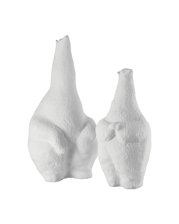 Currey & Company Yarmouth Matte Porcelain Polar Bear Sculpture Hand-Textured Bookshelf Decor Accent Small 1200-1099