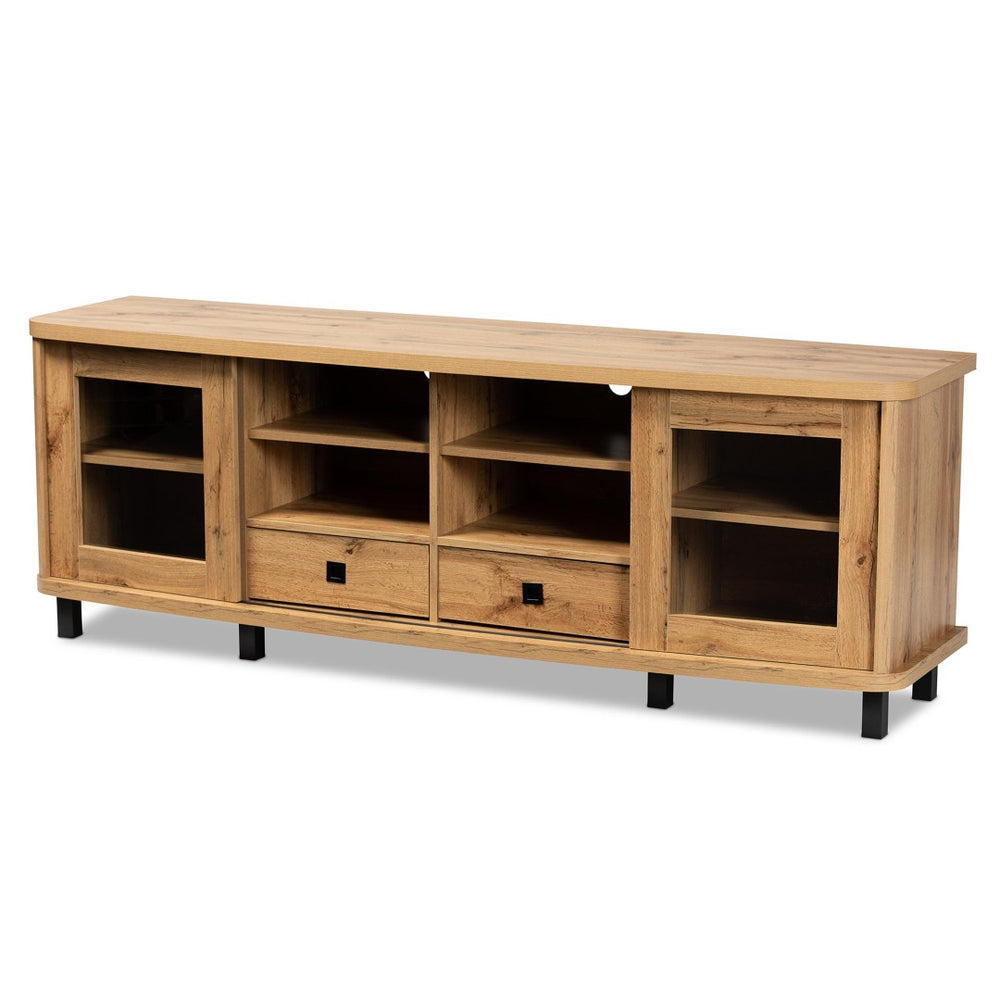 Baxton Studio Baxton Studio Walda Modern Oak Brown 2-Drawer TV Stand with Cable Management & Mixed Materials Design TV838070-Wotan Oak