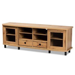 Baxton Studio Baxton Studio Walda Modern Oak Brown 2-Drawer TV Stand with Cable Management & Mixed Materials Design TV838070-Wotan Oak