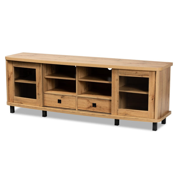 Baxton Studio Baxton Studio Walda Modern Oak Brown 2-Drawer TV Stand with Cable Management & Mixed Materials Design TV838070-Wotan Oak