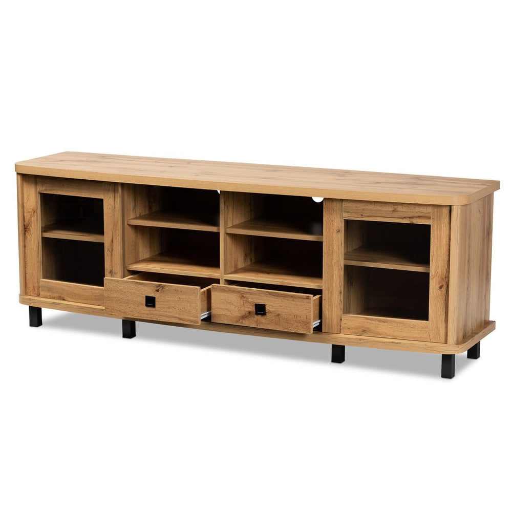 Baxton Studio Baxton Studio Walda Modern Oak Brown 2-Drawer TV Stand with Cable Management & Mixed Materials Design TV838070-Wotan Oak