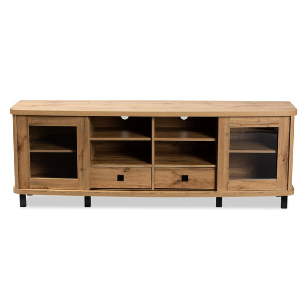 Baxton Studio Baxton Studio Walda Modern Oak Brown 2-Drawer TV Stand with Cable Management & Mixed Materials Design TV838070-Wotan Oak