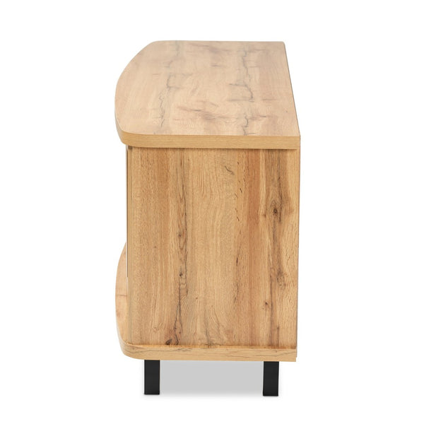 Baxton Studio Baxton Studio Walda Modern Oak Brown 2-Drawer TV Stand with Cable Management & Mixed Materials Design TV838070-Wotan Oak