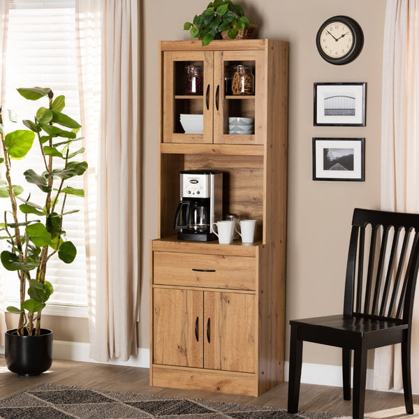 Baxton Studio Baxton Studio Laurana Oak Brown Kitchen Cabinet & Hutch - Modern Storage Solution for Every Home WS883200-Wotan Oak