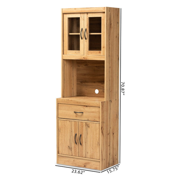 Baxton Studio Baxton Studio Laurana Oak Brown Kitchen Cabinet & Hutch - Modern Storage Solution for Every Home WS883200-Wotan Oak