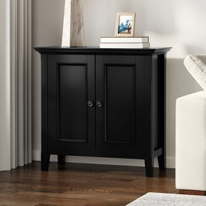 English Elm Amherst Solid Pine Low Cabinet Matte Black Finish Transitional Storage for Any Room B136P436063