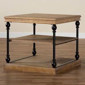 Baxton Studio Baxton Studio Sebastian 3-Tier End Table: Industrial Greywashed Wood & Black Metal for Versatile Style JY20B126-Grey Oak-ET