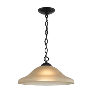 Thomas Lighting Conway Opaque Glass Pendant Light for Dining Rooms and Kitchen Islands with Nickel Frame 15 inches Oil Rubbed Bronze with Light Amber Glass 1201PL/10