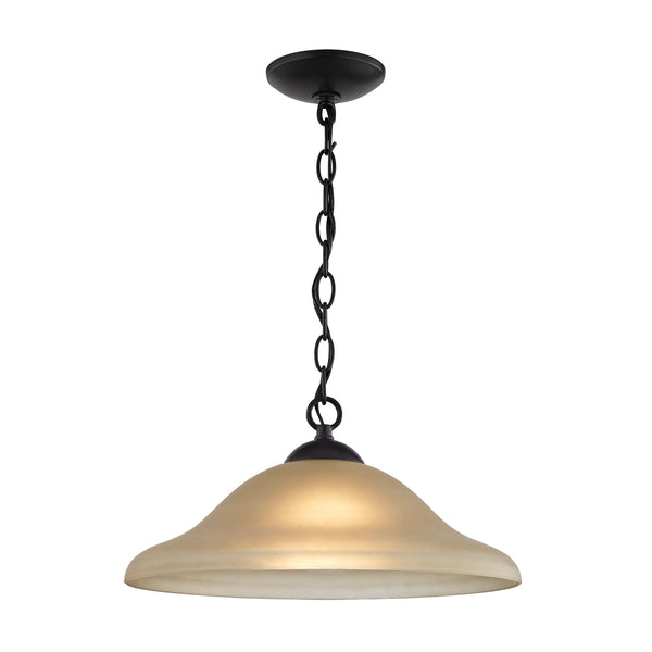 Thomas Lighting Conway Opaque Glass Pendant Light for Dining Rooms and Kitchen Islands with Nickel Frame 15 inches Oil Rubbed Bronze with Light Amber Glass 1201PL/10