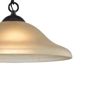 Thomas Lighting Conway Opaque Glass Pendant Light for Dining Rooms and Kitchen Islands with Nickel Frame 15 inches Oil Rubbed Bronze with Light Amber Glass 1201PL/10