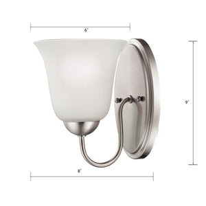 Thomas Lighting Conway Brushed Nickel Wall Sconce with Opaque Glass Shade for Hallway or Bath 1201WS/20