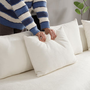 English Elm 134.63'' Modern L-Shape Sectional Sofa Couch With Right-Facing Chaise, Beige Fabric & Plush Pillows W876S00306