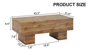 English Elm This modern rectangular coffee table with wood texture MDF, 300 lb capacity, easy 10-15 min assembly W1151P271517