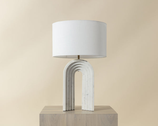Sunpan Sensi Table Lamp – Elegant Marble Base, Modern Design, Perfect for Any Room, LED Compatible Lighting White