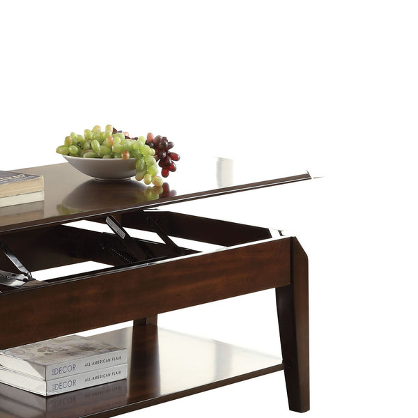 English Elm Walnut Lift-Top Coffee Table with Storage Compartments, Tapered Legs & Lower Display Shelf, Stylish Durable Design B062P189185