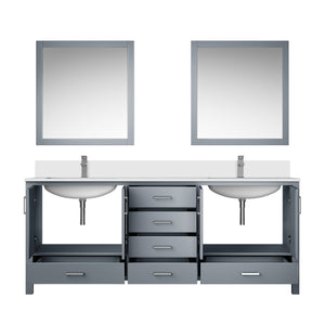 English Elm Dark Grey Double Bath Vanity 80" W x 22" D with Cultured Marble Top, Chrome Faucet, 30" Mirrors, Durable Finish B2731S01110