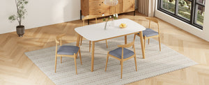 English Elm 5-piece Mid-century Modern Dining Set Rubberwood Table Splayed Legs Cushioned Chairs Gray,White Oak N759S002002L