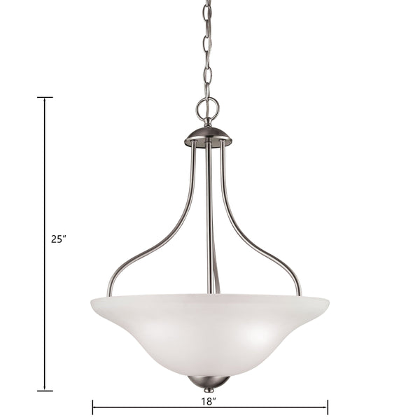 Thomas Lighting Conway Opaque Glass Pendant Light for Dining Rooms and Kitchen Islands with Nickel Frame 18 inches Brushed Nickel 1203PL/20