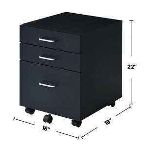 English Elm Rectangular Mobile Cabinet with 3 Drawers Black Chrome — Modern Minimalist Office Storage, Compact Rolling File Organizer, Sleek Under-Desk Space-Saver (Black) B016P325920