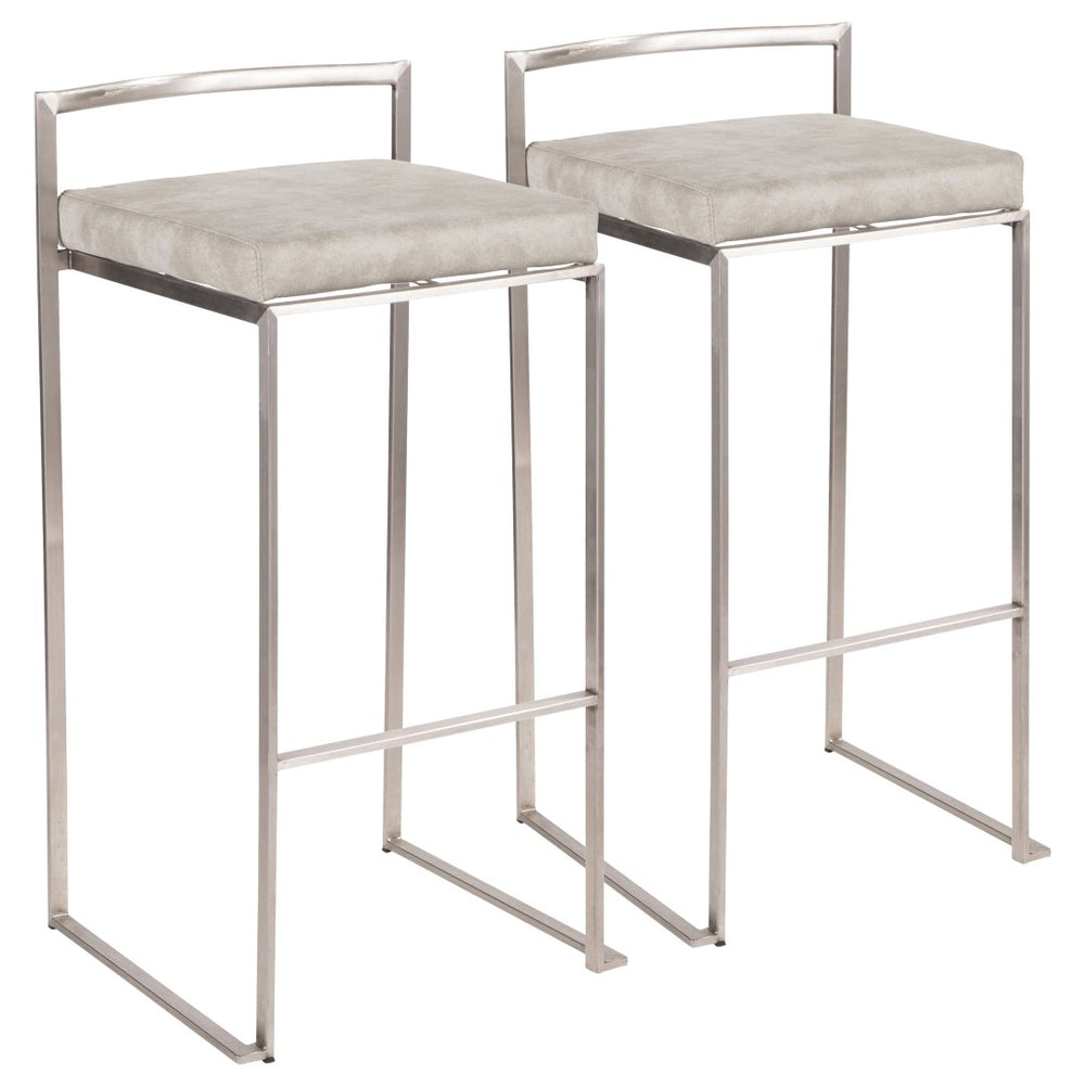 English Elm Contemporary Stackable Steel Counter Stools Padded Fabric Seats for Kitchen Islands Set of 2 B202P222167