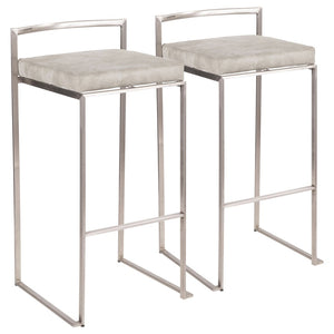 English Elm Contemporary Stackable Steel Counter Stools Padded Fabric Seats for Kitchen Islands Set of 2 B202P222167