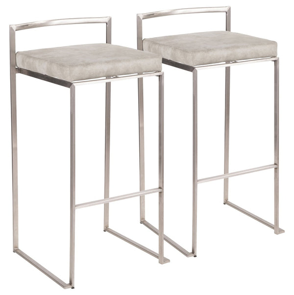 English Elm Contemporary Stackable Steel Counter Stools Padded Fabric Seats for Kitchen Islands Set of 2 B202P222167