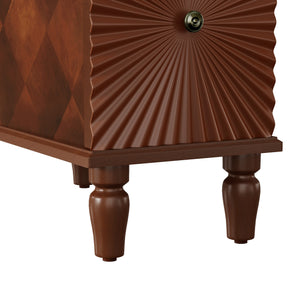 English Elm 2 Drawer Modern Sofa Side Table with Charging Station, Walnut Slim Nightstand with 2 AC/2 USB, 2 Drawers, Fully Assembled W2593P289143