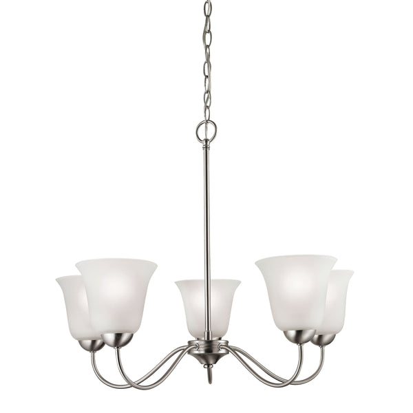 Thomas Lighting Conway Three Light Chandelier with Opaque Glass Shades for Traditional Dining Rooms Nickel 26 inches 1205CH/20
