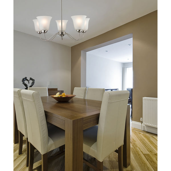 Thomas Lighting Conway Three Light Chandelier with Opaque Glass Shades for Traditional Dining Rooms Nickel 26 inches 1205CH/20