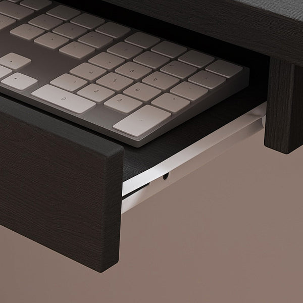 English Elm Computer Corner L-Shaped Desk with Glass Cabinets, Built-In LED, USB Ports, Keyboard Tray, Ergonomic Design Black W2699P345804