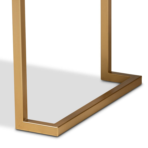 Baxton Studio Baxton Beagan Modern Console Table with Gold Metal Base and Two Spacious Drawers for Stylish Storage White JY20B168-White/Gold