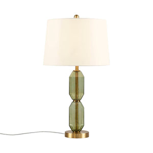 English Elm Faceted Glass Table Lamp with Gold Accents, Sculpted Faceted Base, 26.5"H Statement Lighting Green 17.25 L x 16 W x 16 H B035P264525