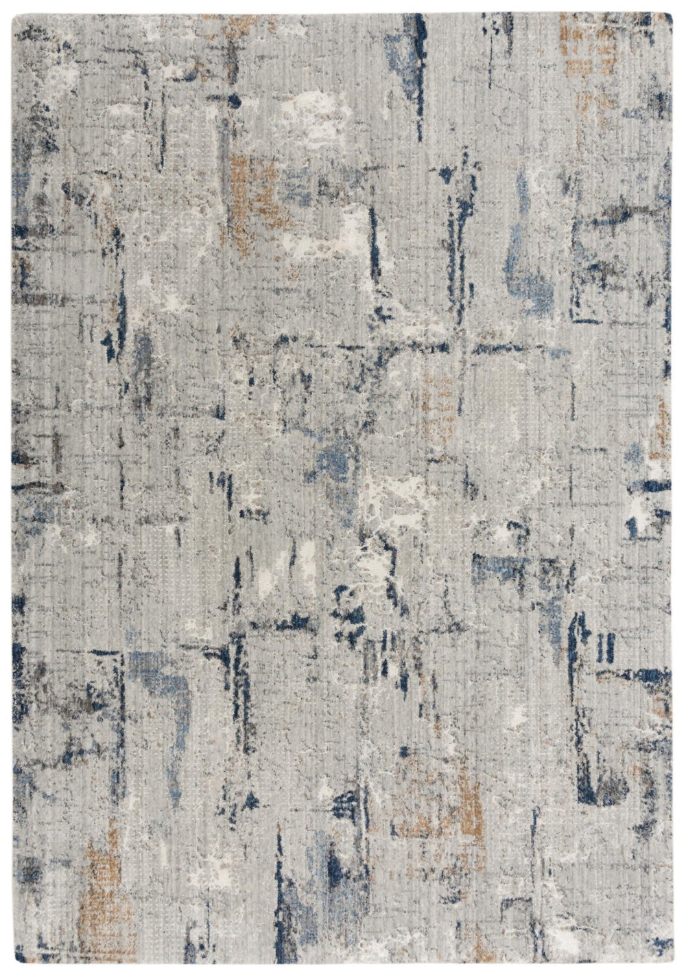 Alora Decor Cara Slate Gray Navy Rust Runner Rug 2'6"X8" — Eco Recycled Polyester, Hand-Sheared Soft Pile, Durable 12012073133542608