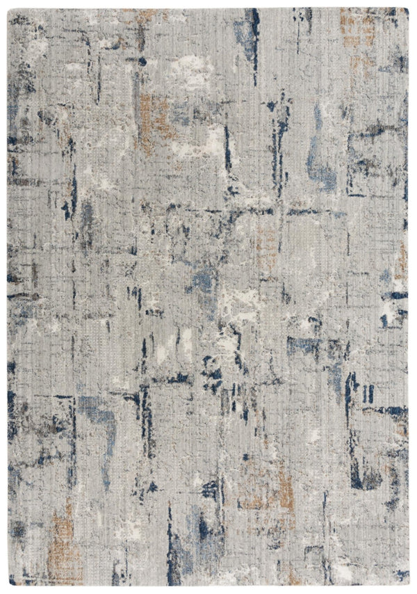 Alora Decor Cara Slate Gray Navy Rust Runner Rug 2'6"X8" — Eco Recycled Polyester, Hand-Sheared Soft Pile, Durable 12012073133542608