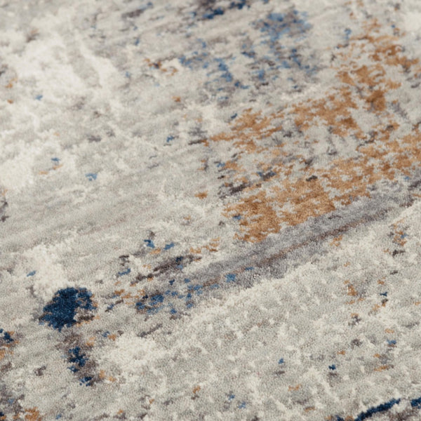 Alora Decor Cara Slate Gray Navy Rust Runner Rug 2'6"X8" — Eco Recycled Polyester, Hand-Sheared Soft Pile, Durable 12012073133542608