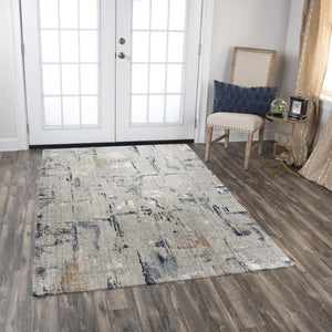 Alora Decor Cara Slate Gray Navy Rust Runner Rug 2'6"X8" — Eco Recycled Polyester, Hand-Sheared Soft Pile, Durable 12012073133542608