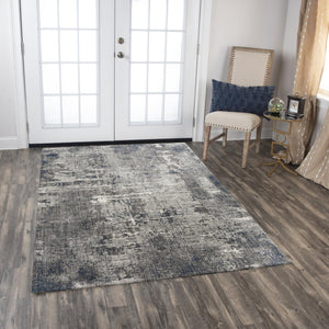 Alora Decor Cara Slate Gray & Navy Abstract Rug — 100% Recycled Polyester, Hand-Finished Hybrid For Durability 10' x 13' 12012073333090113