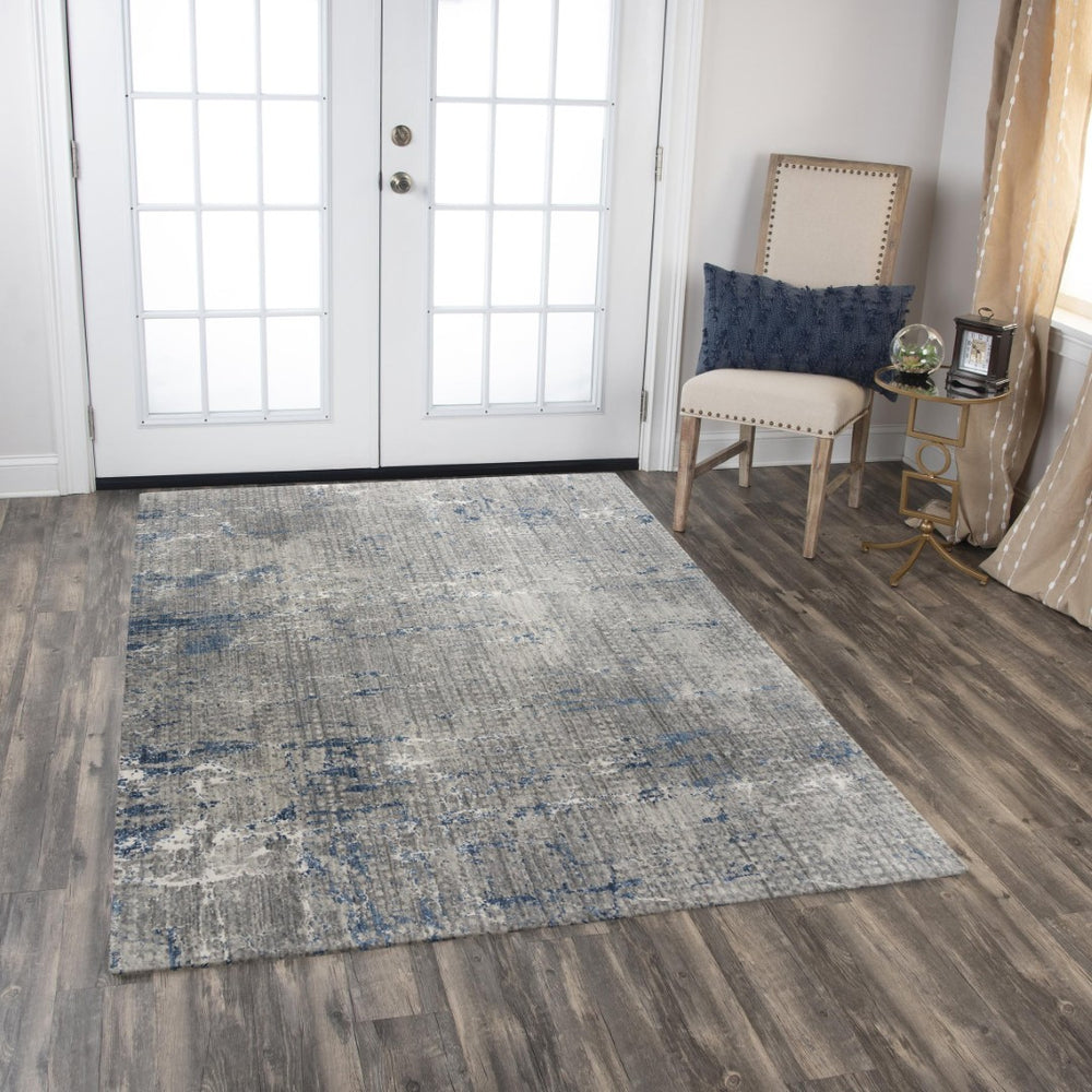 Alora Decor Cara Modern Abstract Area Rug In Royal Blue & Slate Gray — Soft Hand-Sheared Recycled Polyester 5'2" x 7'9" 12012073533095279