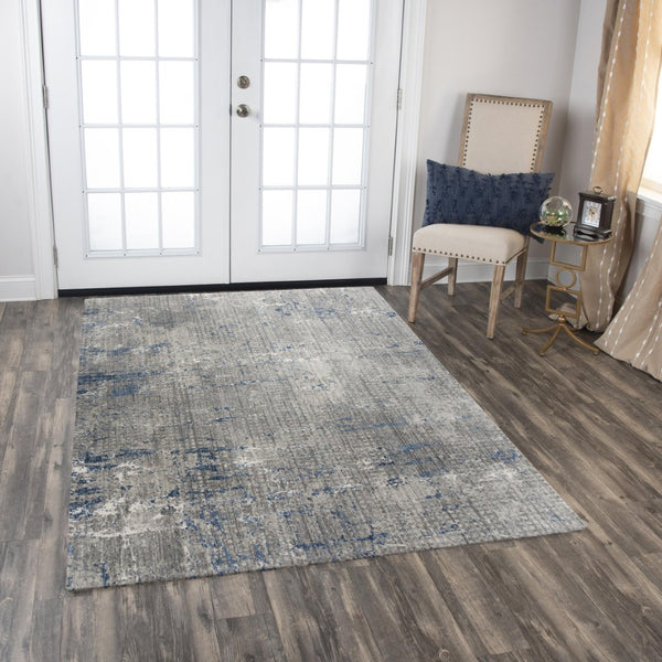 Alora Decor Cara Modern Abstract Area Rug In Royal Blue & Slate Gray — Soft Hand-Sheared Recycled Polyester 5'2" x 7'9" 12012073533095279