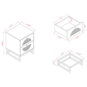 Baxton Studio Baxton Studio Ardon Bohemian End Table with Rattan Accents - Light Brown Wood & Black Metal Design MUS-005-Natural/Black