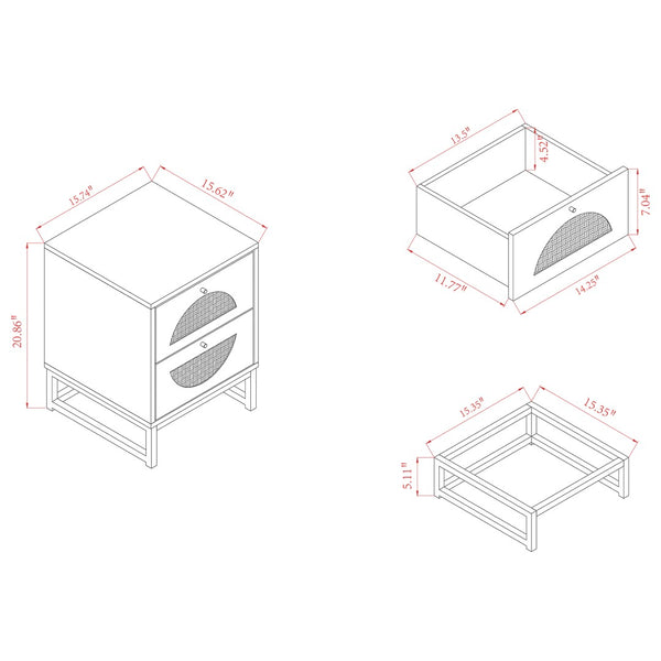 Baxton Studio Baxton Studio Ardon Bohemian End Table with Rattan Accents - Light Brown Wood & Black Metal Design MUS-005-Natural/Black