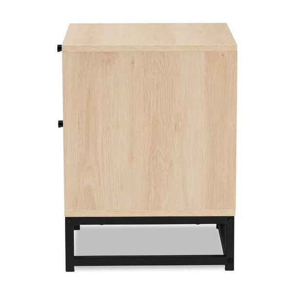 Baxton Studio Baxton Studio Ardon Bohemian End Table with Rattan Accents - Light Brown Wood & Black Metal Design MUS-005-Natural/Black