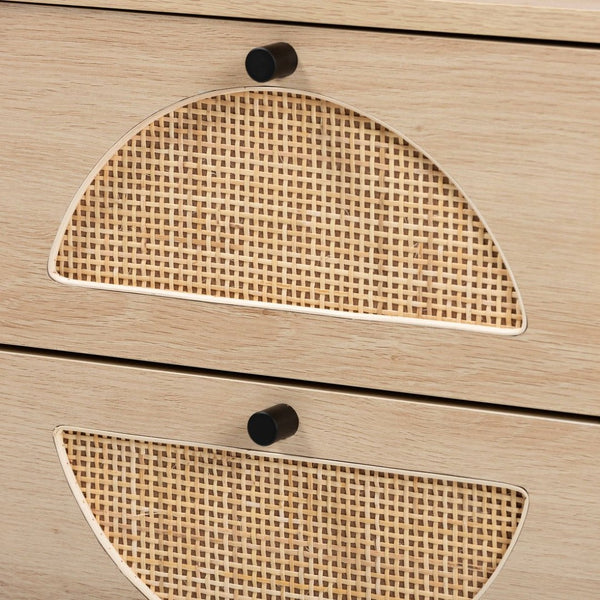 Baxton Studio Baxton Studio Ardon Bohemian End Table with Rattan Accents - Light Brown Wood & Black Metal Design MUS-005-Natural/Black