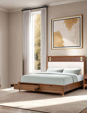 English Elm Espresso Eastern King Panel Bed Faceted Wood Frame Transitional Bedroom Design B2741S00792