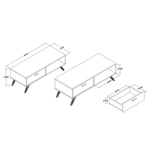 Baxton Studio Baxton Studio Kelson Modern Dark Grey Coffee Table with Gold Accents, Open Shelf & Hidden Drawer LV19CFT1914-Dark Grey-CT