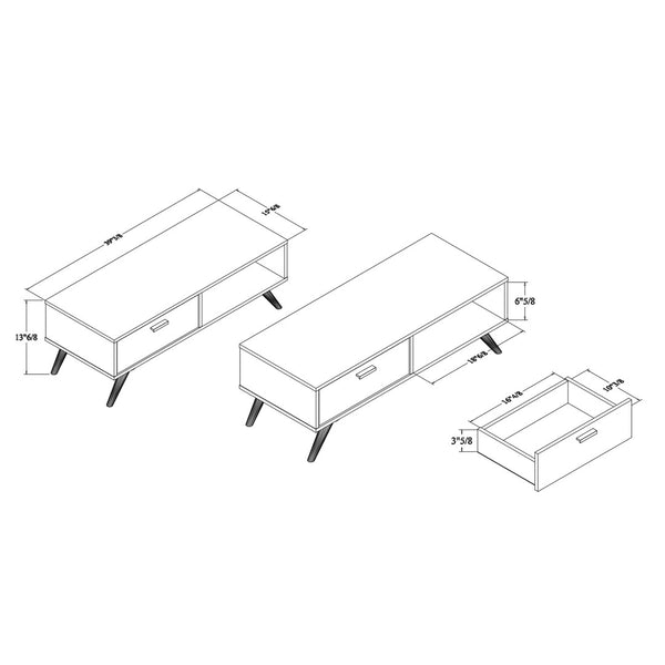 Baxton Studio Baxton Studio Kelson Modern Dark Grey Coffee Table with Gold Accents, Open Shelf & Hidden Drawer LV19CFT1914-Dark Grey-CT