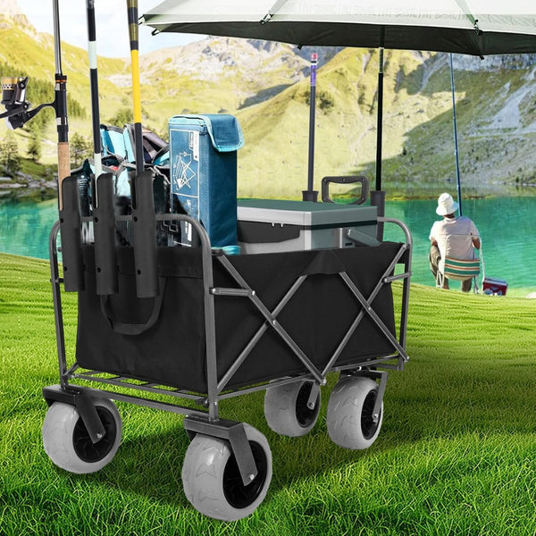 English Elm Fishing Beach Cart with All Terrain Steel Frame 500lb Capacity Pneumatic Tires W2932P352666