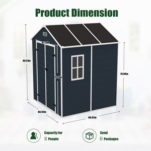 English Elm Campcraft Resin Storage Shed 6x6 Ft with Thick Pp Panels Uv Resistant Lockable W1598S00026