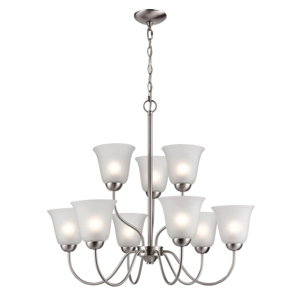 Thomas Lighting Conway Three Light Chandelier with Opaque Glass Shades for Traditional Dining Rooms Nickel 29 inches 1209CH/20