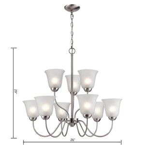 Thomas Lighting Conway Three Light Chandelier with Opaque Glass Shades for Traditional Dining Rooms Nickel 29 inches 1209CH/20